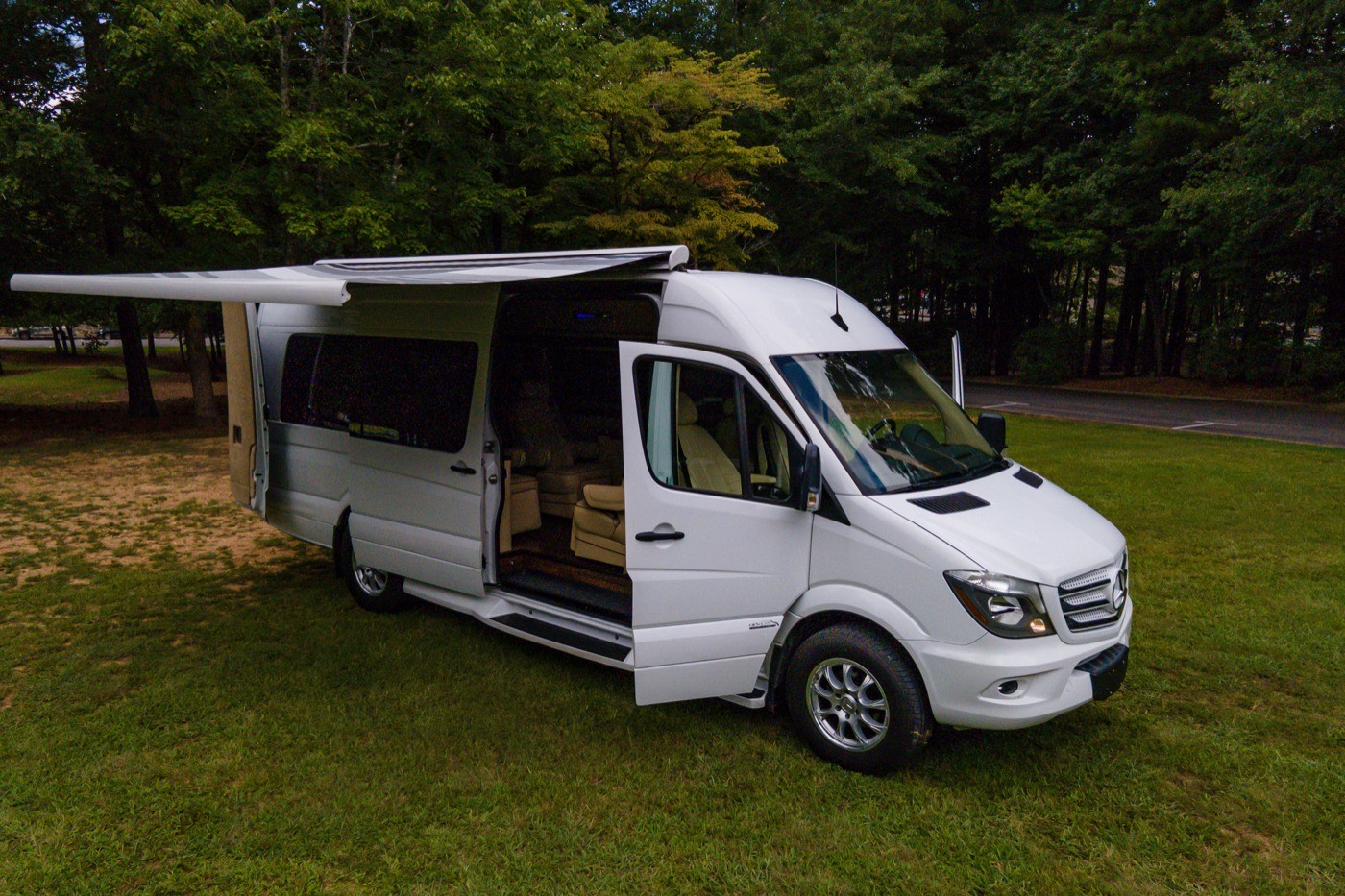 White Van — Mercedes Sprinter with awning extended